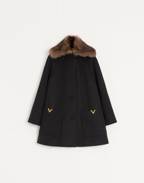 Valentino - Wool Drap Coat - Black - Woman - Coats And Outerwear